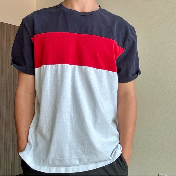 Zara Men's Tri-Color Short Sleeve Tee - Picture 1 of 4